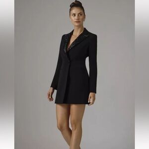 Jay Godfrey, Ace, Black, sequin collar,  tuxedo mini dress. 6